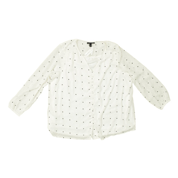 NEW Lane Bryant Women's Blouse Plus Size 22/24 Polka Dot White V-Neck - Picture 1 of 8